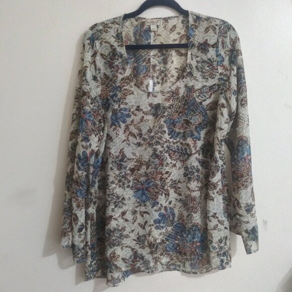 Blouse Femme Loft Manches Longues Style Boho - Taille S, Grise, En Rayon - Occasion Très Bon état